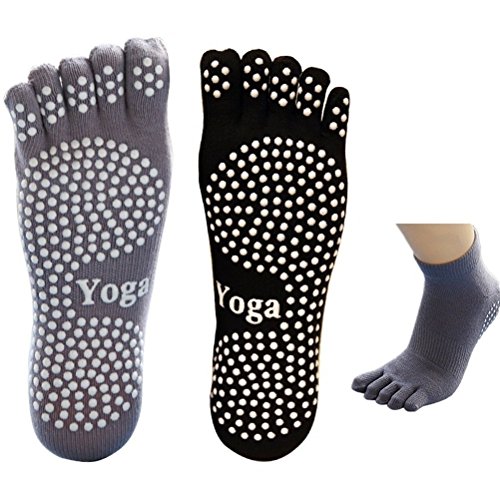 Calcetines de yoga para hombres 5-toe con agarre completo 2 pares (M) Calcetines de yoga para hombres 5-toe con agarre completo 2 pares (M)
