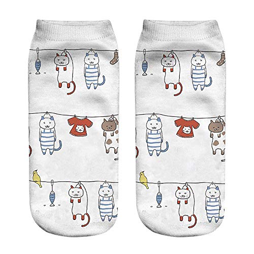 Calcetines Divertidos Unisex Populares Populares Calcetines Cortos 3D Graffiti Impreso Tobillera Calcetines Para Mujer Casual