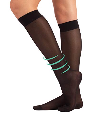 CALCETINES MEDICOS | MEDIAS HASTA LA RODILLA A COMPRESIÓN GRADUADA FUERTE | 140 DEN 15-21mm/Hg | CALCETERÍA ITALIANA | (L/XL, NEGRO) CALCETINES MEDICOS | MEDIAS HASTA LA RODILLA A COMPRESIÓN GRADUADA FUERTE | 140 DEN 15-21mm/Hg | CALCETERÍA ITALIANA | (L/XL, NEGRO)