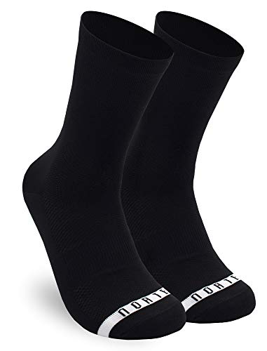 Calcetines para Ciclismo, MTB y Running de Caña Alta para Hombre y Mujer – No Pain No Gain Black (S-M (38-42))