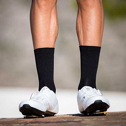 Calcetines para Ciclismo, MTB y Running de Caña Alta para Hombre y Mujer – No Pain No Gain Black (S-M (38-42))