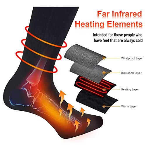 Calcetines térmicos para hombres y mujeres–Calentadores a pilas – Calcetines térmicos de invierno cálidos calcetines de algodón calcetines de calefacción eléctricos para deportes al aire libre camping