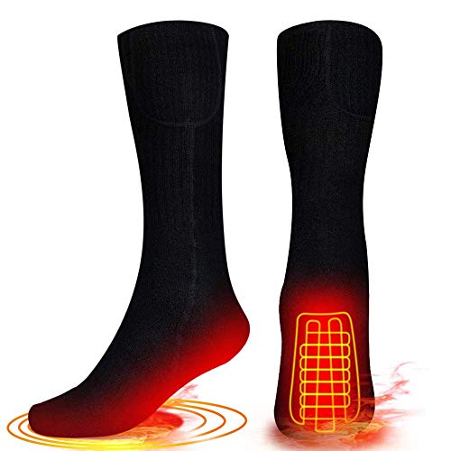 Calcetines térmicos para hombres y mujeres–Calentadores a pilas – Calcetines térmicos de invierno cálidos calcetines de algodón calcetines de calefacción eléctricos para deportes al aire libre camping