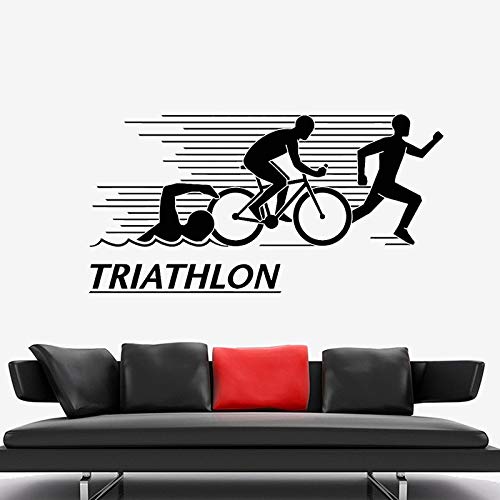 Calcomanía de vinilo para pared, atleta, triatlón, natación, ciclismo, correr, pegatina de pared, ventilador deportivo, decoración de habitación, diseño, Mural impermeable