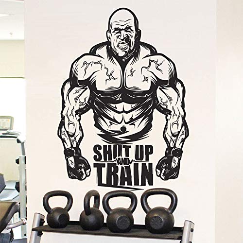 Calcomanía motivacional para gimnasio entrenamiento de levantamiento de pesas vinilo adhesivo para pared culturismo Fitness Crossfit Mural de corte 84 * 112cm