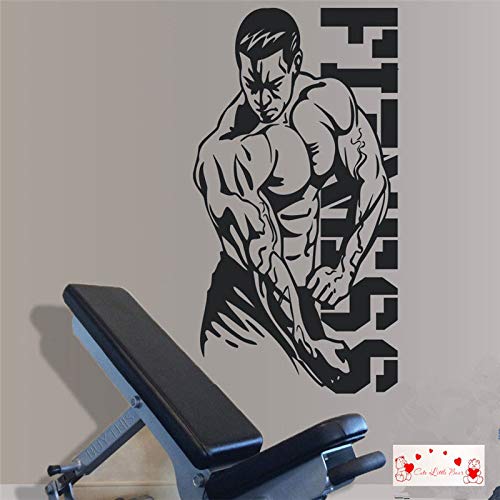 Calcomanías de pared para culturismo Fitness Calcomanías de pared para gimnasio Calcomanías de fitness para culturismo Calcomanías de pared decorativas autoadhesivas extraíbles A3 57x107cm