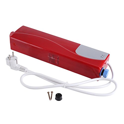 Calentador de agua caliente Mini calentador de agua eléctrico instantáneo sin tanque, baño, cocina, lavado, enchufe de la UE 220 V 3000 W(rojo) Calentador de agua caliente Mini calentador de agua eléctrico instantáneo sin tanque, baño, cocina, lavado, enchufe de la UE 220 V 3000 W(rojo)