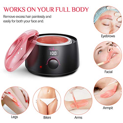 Calentador de Cera Profesional, Nivlan Calentador de Cera Para Cabello con 5 Frijoles Cera Dura y 30 Aplicadores, Kit de Depilación sin Dolor para Cejas Piernas Axilas Faciale Bikini Brasileño en Casa Calentador de Cera Profesional, Nivlan Calentador de Cera Para Cabello con 5 Frijoles Cera Dura y 30 Aplicadores, Kit de Depilación sin Dolor para Cejas Piernas Axilas Faciale Bikini Brasileño en Casa