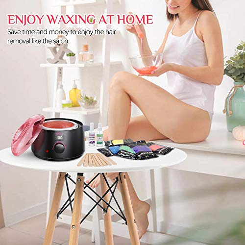 Calentador de Cera Profesional, Nivlan Calentador de Cera Para Cabello con 5 Frijoles Cera Dura y 30 Aplicadores, Kit de Depilación sin Dolor para Cejas Piernas Axilas Faciale Bikini Brasileño en Casa Calentador de Cera Profesional, Nivlan Calentador de Cera Para Cabello con 5 Frijoles Cera Dura y 30 Aplicadores, Kit de Depilación sin Dolor para Cejas Piernas Axilas Faciale Bikini Brasileño en Casa