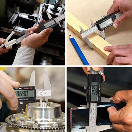 Calibre Digital, Qfun Pie de Rey Profesional Acero Inoxidable 150 mm con Pantalla LCD Grande Calibrador Digital Precisión 0.01mm Impermeable Medir Diámetro Interior Exterior Profundidad Calibre Digital, Qfun Pie de Rey Profesional Acero Inoxidable 150 mm con Pantalla LCD Grande Calibrador Digital Precisión 0.01mm Impermeable Medir Diámetro Interior Exterior Profundidad