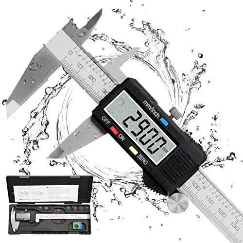 Calibre Digital, Qfun Pie de Rey Profesional Acero Inoxidable 150 mm con Pantalla LCD Grande Calibrador Digital Precisión 0.01mm Impermeable Medir Diámetro Interior Exterior Profundidad Calibre Digital, Qfun Pie de Rey Profesional Acero Inoxidable 150 mm con Pantalla LCD Grande Calibrador Digital Precisión 0.01mm Impermeable Medir Diámetro Interior Exterior Profundidad