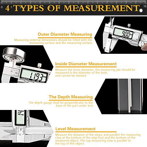 Calibres Digitales - JUNING Pie de Rey Digital electrónica de acero inoxidable de 150 mm, medición precisa y rápida, lectura fácil Calibres Digitales - JUNING Pie de Rey Digital electrónica de acero inoxidable de 150 mm, medición precisa y rápida, lectura fácil