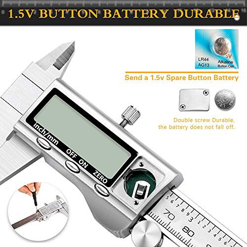 Calibres Digitales - JUNING Pie de Rey Digital electrónica de acero inoxidable de 150 mm, medición precisa y rápida, lectura fácil Calibres Digitales - JUNING Pie de Rey Digital electrónica de acero inoxidable de 150 mm, medición precisa y rápida, lectura fácil
