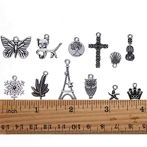 Calistouk 200PCS Dijes para Hacer Pulseras Encantos para fabricación de Joyas al por Mayor a Granel Colgantes Mixtos de Plata tibetana para Pulsera Collar de Bricolaje Calistouk 200PCS Dijes para Hacer Pulseras Encantos para fabricación de Joyas al por Mayor a Granel Colgantes Mixtos de Plata tibetana para Pulsera Collar de Bricolaje