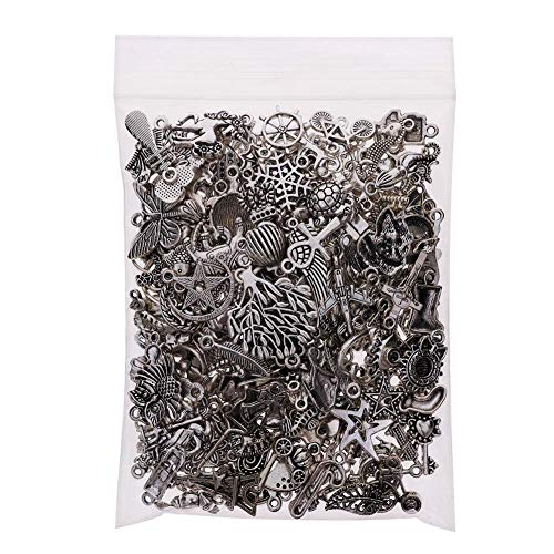 Calistouk 200PCS Dijes para Hacer Pulseras Encantos para fabricación de Joyas al por Mayor a Granel Colgantes Mixtos de Plata tibetana para Pulsera Collar de Bricolaje