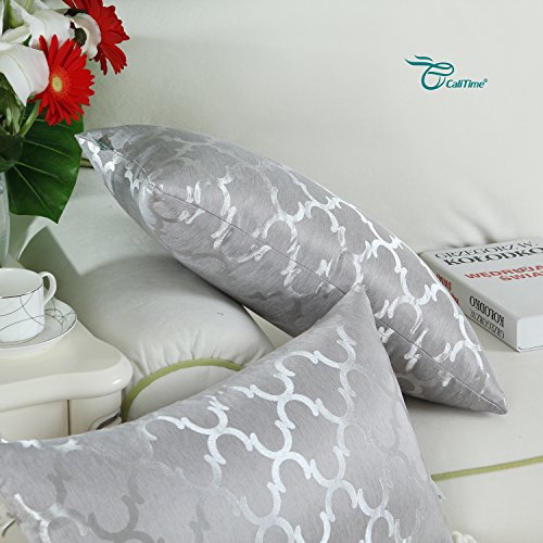 CaliTime Cojines Fundas Casos 1 Pack Fundas de cojín Bolster Pillow Cases Shells, Modern Quatrefoil Accent Geometric, 30cm x 50cm, Silver Grey CaliTime Cojines Fundas Casos 1 Pack Fundas de cojín Bolster Pillow Cases Shells, Modern Quatrefoil Accent Geometric, 30cm x 50cm, Silver Grey