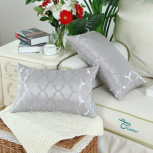 CaliTime Cojines Fundas Casos 1 Pack Fundas de cojín Bolster Pillow Cases Shells, Modern Quatrefoil Accent Geometric, 30cm x 50cm, Silver Grey CaliTime Cojines Fundas Casos 1 Pack Fundas de cojín Bolster Pillow Cases Shells, Modern Quatrefoil Accent Geometric, 30cm x 50cm, Silver Grey
