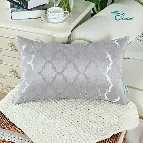 CaliTime Cojines Fundas Casos 1 Pack Fundas de cojín Bolster Pillow Cases Shells, Modern Quatrefoil Accent Geometric, 30cm x 50cm, Silver Grey CaliTime Cojines Fundas Casos 1 Pack Fundas de cojín Bolster Pillow Cases Shells, Modern Quatrefoil Accent Geometric, 30cm x 50cm, Silver Grey