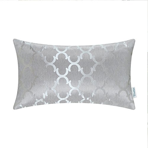 CaliTime Cojines Fundas Casos 1 Pack Fundas de cojín Bolster Pillow Cases Shells, Modern Quatrefoil Accent Geometric, 30cm x 50cm, Silver Grey