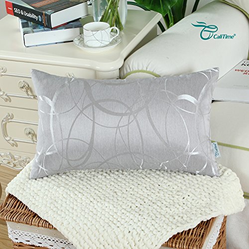 CaliTime Cojines Fundas Casos 1 PC Fundas de cojín Bolster Fundas de Almohada Fundas, Moderno Círculos Anillos Geométricos, 30cm x 50cm, Gris Plata CaliTime Cojines Fundas Casos 1 PC Fundas de cojín Bolster Fundas de Almohada Fundas, Moderno Círculos Anillos Geométricos, 30cm x 50cm, Gris Plata