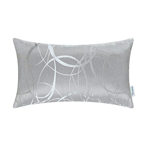 CaliTime Cojines Fundas Casos 1 PC Fundas de cojín Bolster Fundas de Almohada Fundas, Moderno Círculos Anillos Geométricos, 30cm x 50cm, Gris Plata