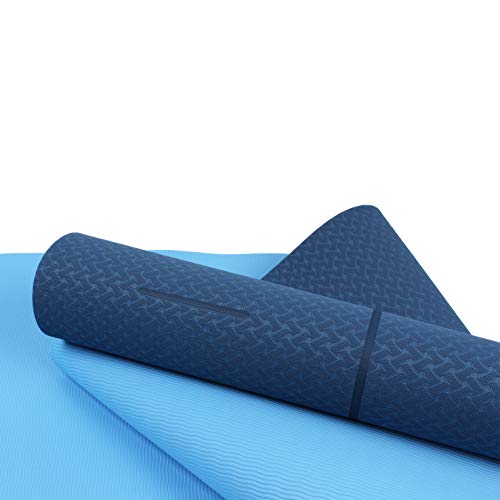 Calma Dragon 89838 Esterilla de Yoga y Gimnasia de Caucho Natural Yoga Mat Antideslizante Doble Capa 5mm de Grosor 183 x 68 cm (Azul)