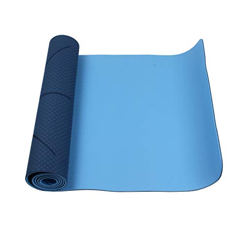 Calma Dragon 89838 Esterilla de Yoga y Gimnasia de Caucho Natural Yoga Mat Antideslizante Doble Capa 5mm de Grosor 183 x 68 cm (Azul)