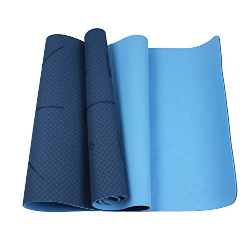Calma Dragon 89838 Esterilla de Yoga y Gimnasia de Caucho Natural Yoga Mat Antideslizante Doble Capa 5mm de Grosor 183 x 68 cm (Azul)