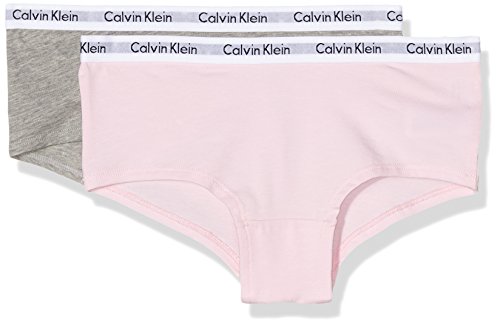 Calvin Klein 2PK Shorty Bragas, Gris (Grey Htr/Unique 901), 152-164 (Talla del Fabricante: 12-14) para Niñas