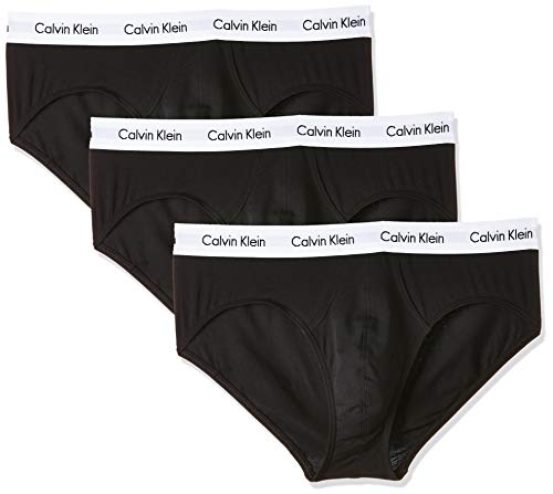 Calvin Klein 3P Hip Brief, Calzoncillos para Hombre (3 unidades), Negro (Black), Large