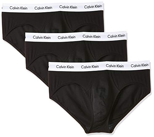 Calvin Klein 3P Hip Brief, Calzoncillos para Hombre (3 unidades), Negro (Black), Medium