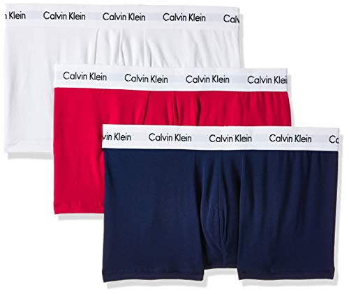 Calvin Klein 3p Low Rise Trunk Bóxer, Multicolor (White/Red/Navy), M (Pack de 3) para Hombre Calvin Klein 3p Low Rise Trunk Bóxer, Multicolor (White/Red/Navy), M (Pack de 3) para Hombre
