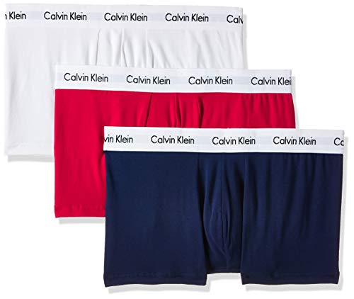 Calvin Klein 3p Low Rise Trunk Bóxer, Multicolor (White/Red/Navy), M (Pack de 3) para Hombre