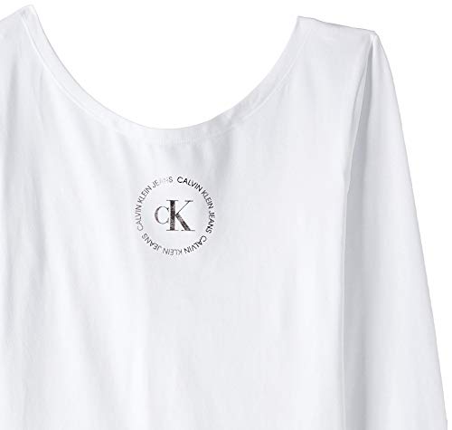 Calvin Klein CK Round Logo Ballet Top Camiseta, Blanco (Bright White Yaf), 42 (Talla del Fabricante: X-Large) para Mujer