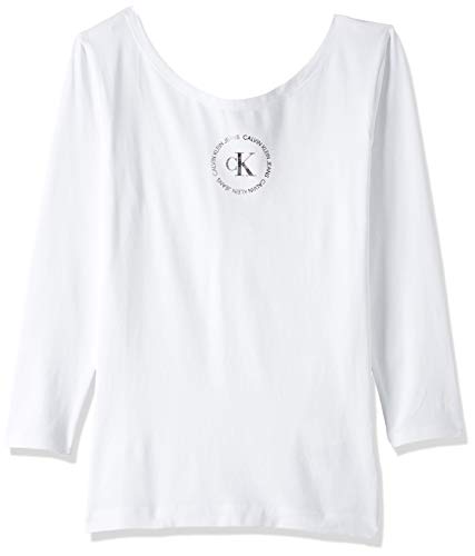 Calvin Klein CK Round Logo Ballet Top Camiseta, Blanco (Bright White Yaf), 42 (Talla del Fabricante: X-Large) para Mujer