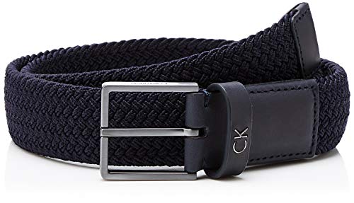 Calvin Klein Formal Elastic Belt 3.5cm Cinturón, Azul (Navy 411), 100 (Talla del fabricante: 85) para Hombre