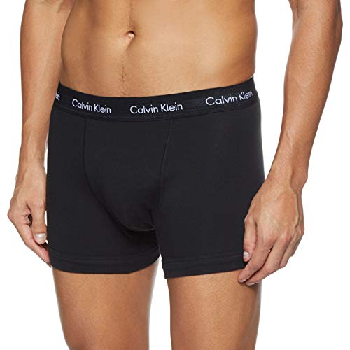 Calvin Klein Hombre - Pack de 3 bóxers de tiro medio - Cotton Stretch, Azul (Black/Blue Shadow/Cobalt Water Dtm Wb 4Ku), M, (Pack de 3)