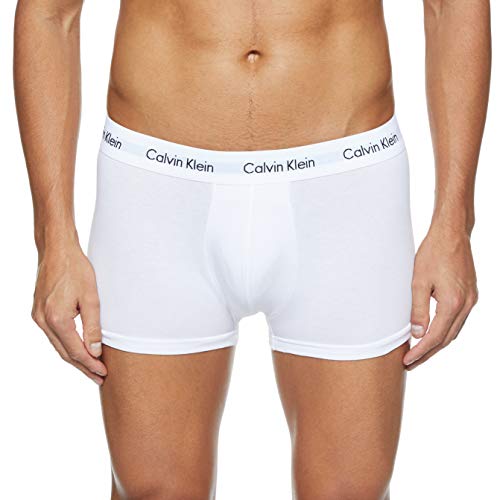 Calvin Klein Hombre - Pack de 3 bóxers de tiro medio - Cotton Stretch, Blanco, S, (Pack de 3)