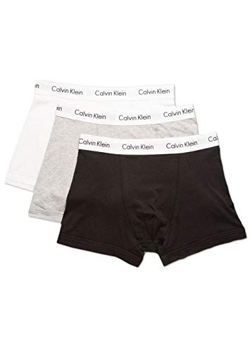 Calvin Klein Hombre - Pack de 3 bóxers de tiro medio - Cotton Stretch, Negro (Black/White/Grey Heather 998), X-Small para Hombre