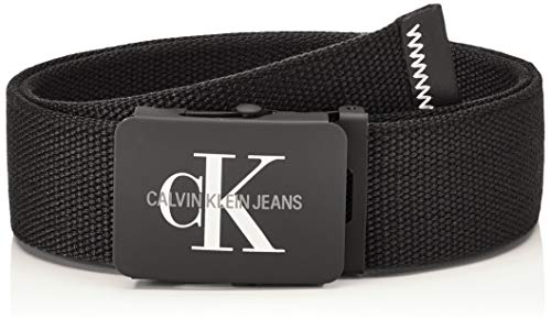 Calvin Klein J 4cm Adj.Monogram Canvas Belt Cinturón, Negro (Black 001), 115 (Talla del fabricante: 100) para Hombre
