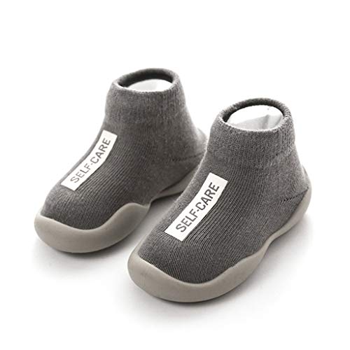 Calzado Casual Infantil Zapatos De Goma Antideslizantes Calcetines De Punto Zapatos De Casa OtoñO Nuevas Botas Desnudas Zapatos para BebéS Y NiñOs ReciéN Nacidos Zapatos De Primer Paso(Gris,25EU)