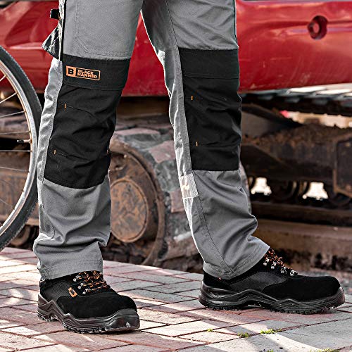 Calzado Deportivo de Seguridad S1P SRC con Puntera Ultraligera de conglomerado Zapatos de Trabajo al Tobillo de Senderismo con Suelas centrales de Kevlar 1557 Black Hammer Black Hammer (42 EU)