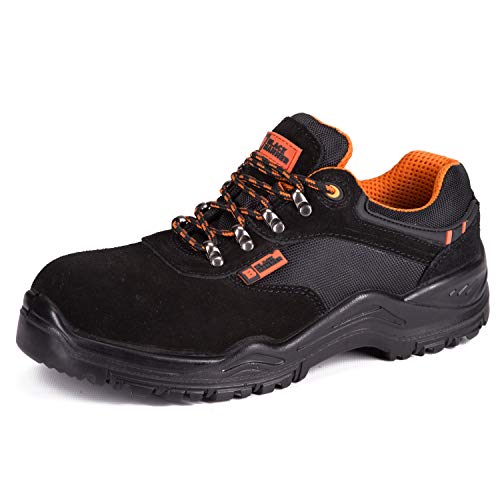 Calzado Deportivo de Seguridad S1P SRC con Puntera Ultraligera de conglomerado Zapatos de Trabajo al Tobillo de Senderismo con Suelas centrales de Kevlar 1557 Black Hammer Black Hammer (42 EU)