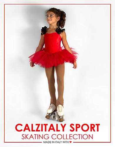 CALZITALY Medias Con Estribo Para Niña | Patinaje Artístico | Professional Skating | Natural | 70 Den | 6, 8, 10, 12 Años | Calcetería Italiana | (12 Años, Caramelo)