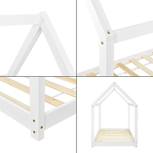 Cama para niños de Madera Pino 70 x 140cm o 80 x 160cm Cama Infantil Forma de casa Casita Blanco o Pino Natural (Blanco, 90x200cm) Cama para niños de Madera Pino 70 x 140cm o 80 x 160cm Cama Infantil Forma de casa Casita Blanco o Pino Natural (Blanco, 90x200cm)