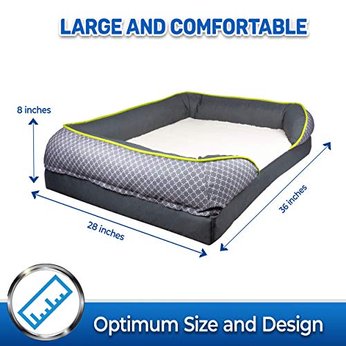 Cama para Perro ortopédica de Espuma viscoelástica con extraíble, Lavable a máquina, Fundas Antideslizantes y Cubierta Interior Impermeable