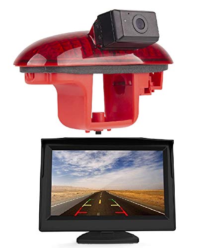 Cámara de freno HD 720p, tercera techo, luz de freno, cámara de marcha atrás, juego + pantalla de 4,3 pulgadas para Opel Vivaro, Renault Trafic Opel Combo Nissan Primastar Fiat Talento 2001 – 2014