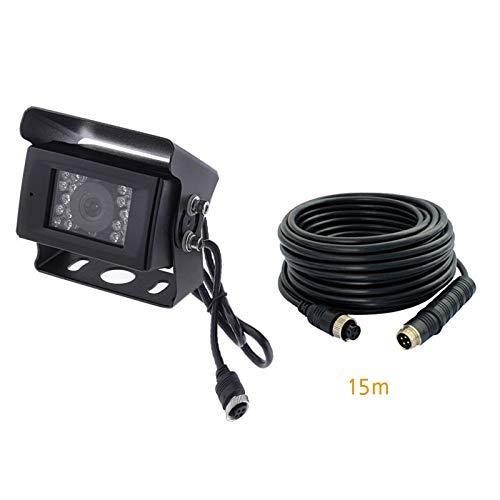 Cámara de Marcha atrás de Podofo, cámara de Respaldo de visión Nocturna a Prueba de Agua de 120 ° IR + Kit de Cable de 15 m 4 Pines para Coche Camión Autobús Camper Asistencia de estacionamiento Cámara de Marcha atrás de Podofo, cámara de Respaldo de visión Nocturna a Prueba de Agua de 120 ° IR + Kit de Cable de 15 m 4 Pines para Coche Camión Autobús Camper Asistencia de estacionamiento