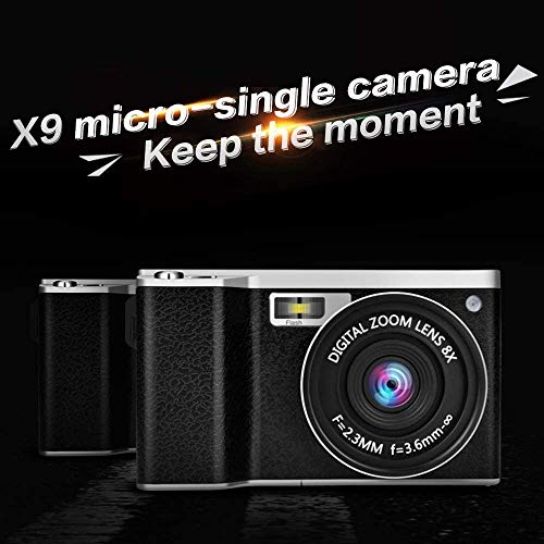 Cámara digital 24MP FHD 1080P Cámara compacta para mochileros con pantalla táctil LCD de 4.0 pulgadas Zoom digital 8X Lente gran angular Cámara mínima para fotografía Tarjeta SD de 32GB incluida