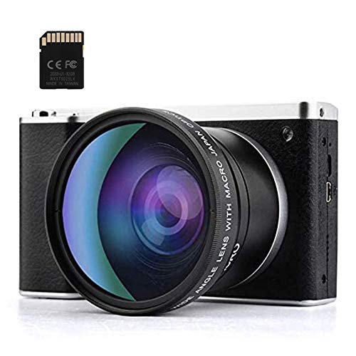 Cámara digital 24MP FHD 1080P Cámara compacta para mochileros con pantalla táctil LCD de 4.0 pulgadas Zoom digital 8X Lente gran angular Cámara mínima para fotografía Tarjeta SD de 32GB incluida